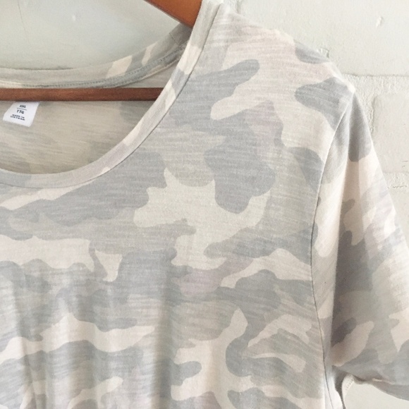 Old Navy Mini T-Shirt dress Camo print Heather Gray Cream Vanilla Beige Sz XXL - Picture 6 of 8